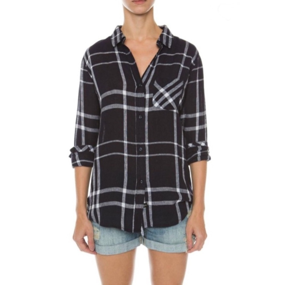 Rails Charlie Flannel Plaid Midnight Navy Long Sleeve Shirt